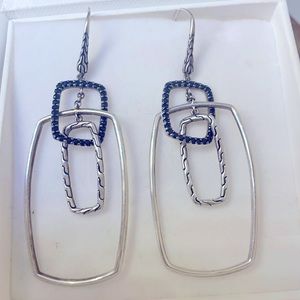 Unique John Hardy black sapphire & sterling drop earrings. Excellent condition!